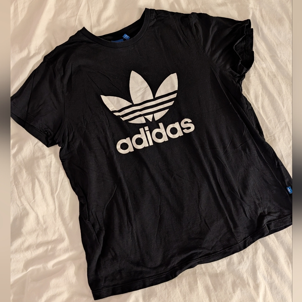 Adidas Black Tee Shirt with Classic White Adidas Logo